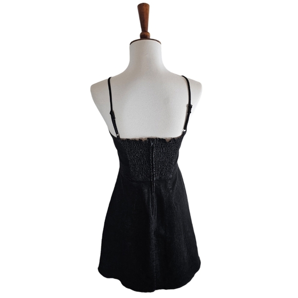 Bailey 44 Black Denim Sweetheart Spaghetti Strap Cocktail Mini Dress 2 Preowned - Picture 3 of 9